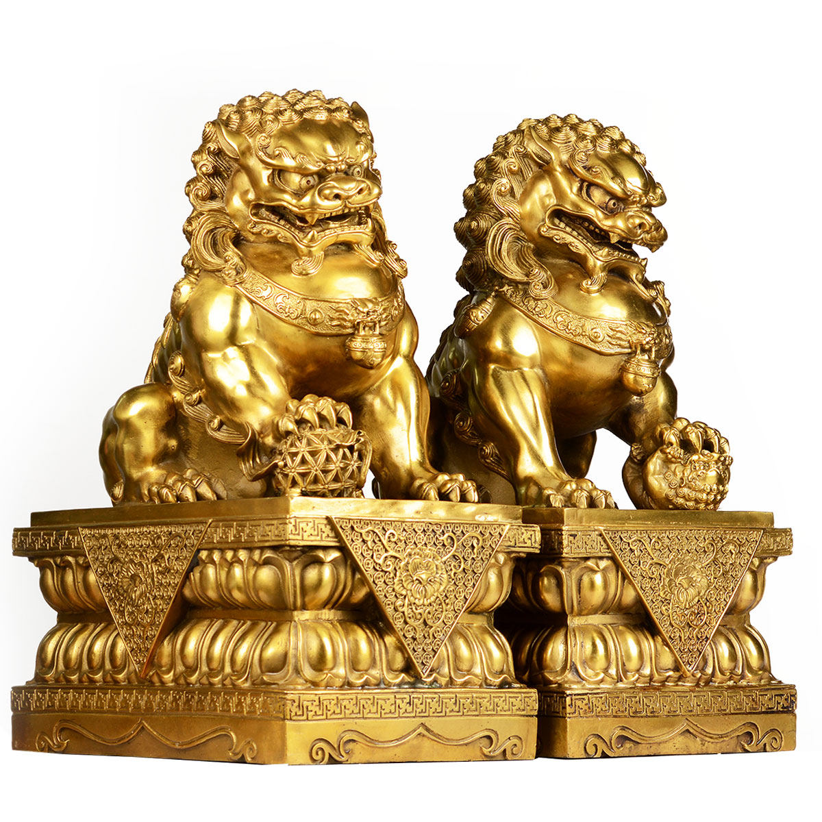 风水阁狮子摆件一对小狮子门口大小小号北京京狮摆件