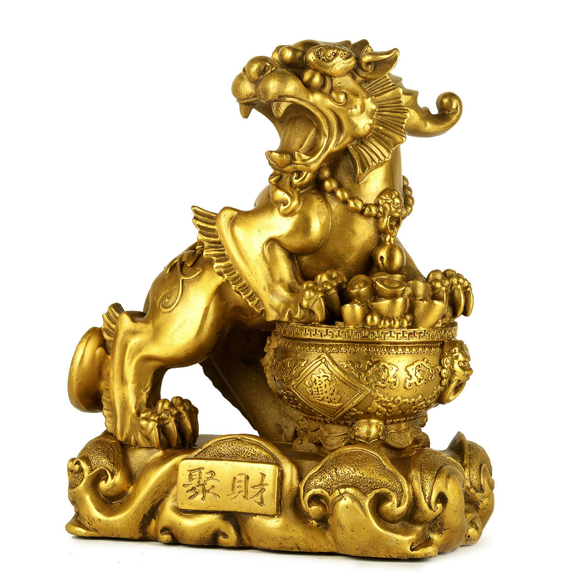 风水阁纯铜聚宝盆开光貔貅摆件一对客厅风水摆件工艺品