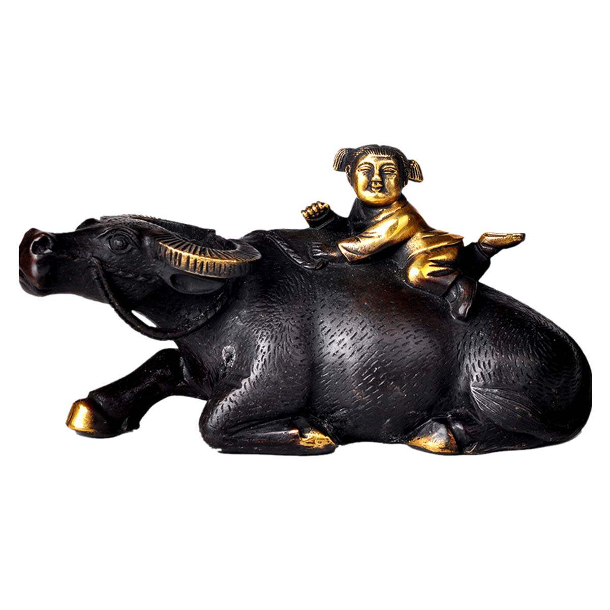 风水阁 牧童骑牛摆件铜牛摆设欧式家居装饰品开业礼品礼物送朋友