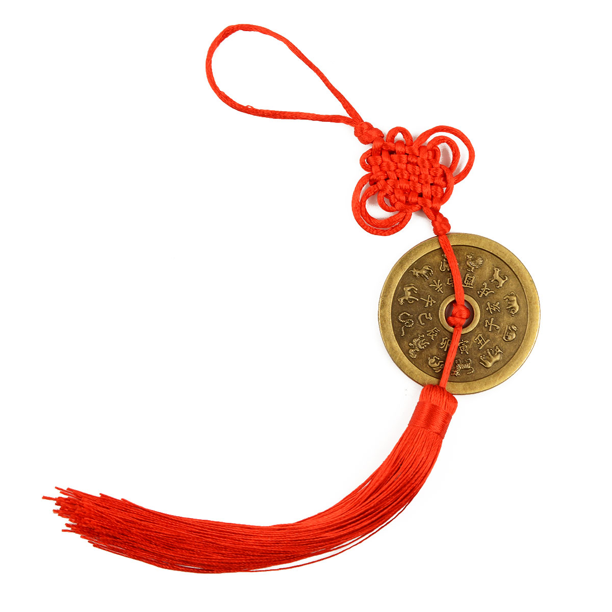 风水阁 铜钱挂件大小钱币中国结家居客厅装饰工艺品汽车内挂饰