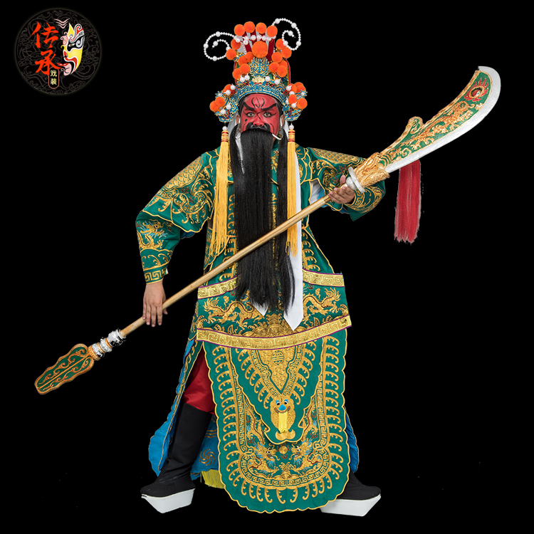 戏曲服装男大京剧豫剧戏剧全金双龙武生关公民族服装
