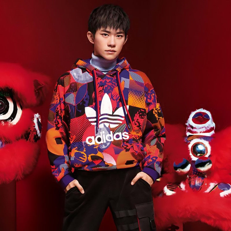 迪达斯三叶草卫衣男2021牛年限定易烊千玺同款运动套头运动卫衣