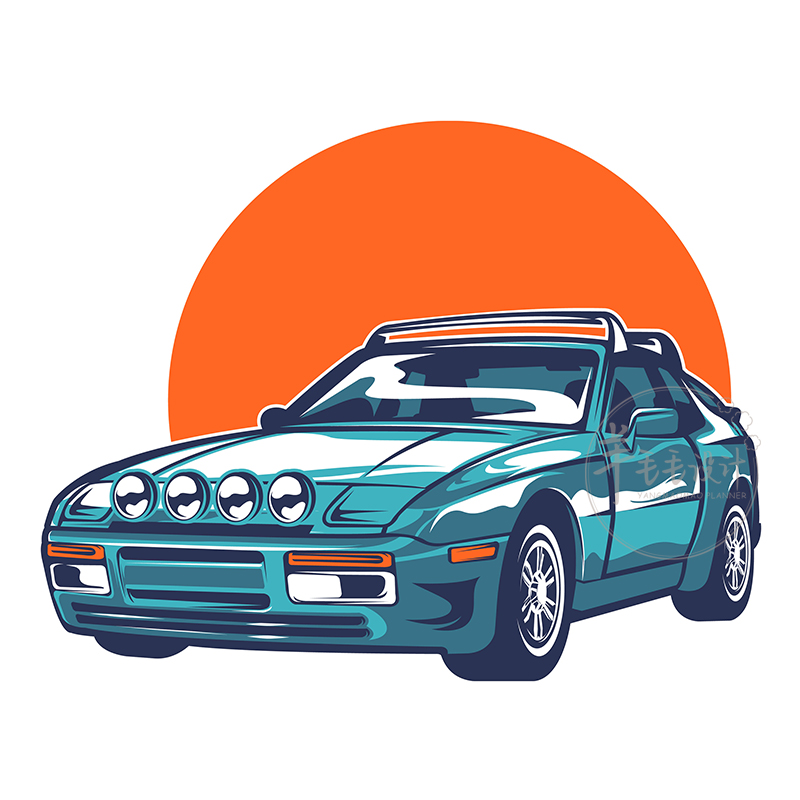 100款汽车插画欧美复古漫画卡通ai矢量设计素材设计素材