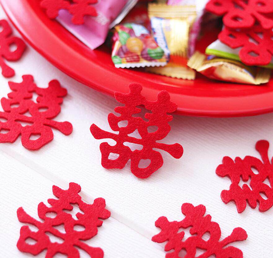 无纺布小喜喜字果盘喜新娘手抛喜撒床婚房布置结婚喜字