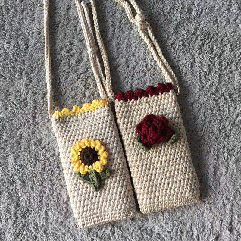 手工毛线针织编织成品品包向日向日葵葵花定制通用款女包