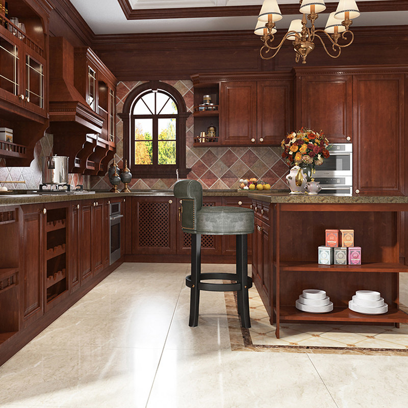 橱柜欧派定做欧式风格石英石实木实木苏格兰田园西厨岛台