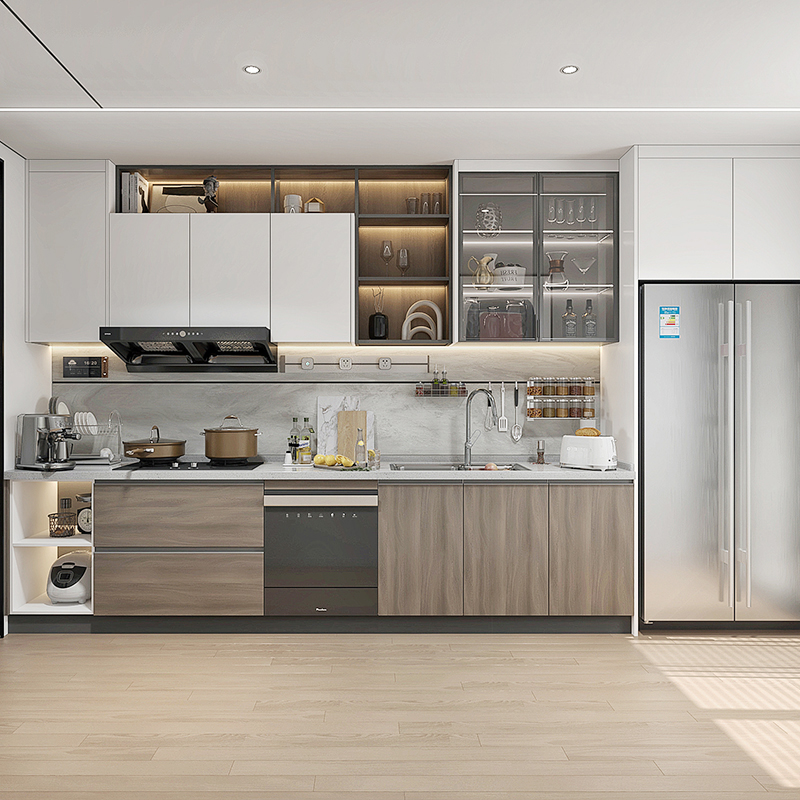 欧派石英灶台石灶台订做厨柜户型小户现代简约厨房整体厨柜