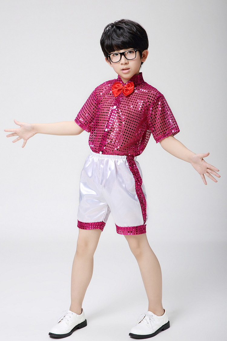 六一儿童演出服女童蓬蓬裙男童少儿舞蹈服表演服装现代舞亮片纱裙