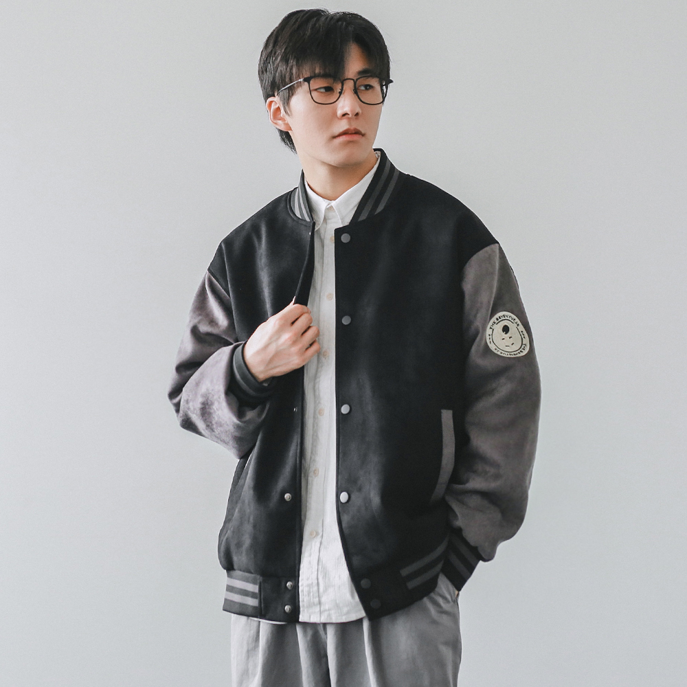 嘿马七作日系复古棒球服男士春秋季新款刺绣拼接工装夹克外套潮牌