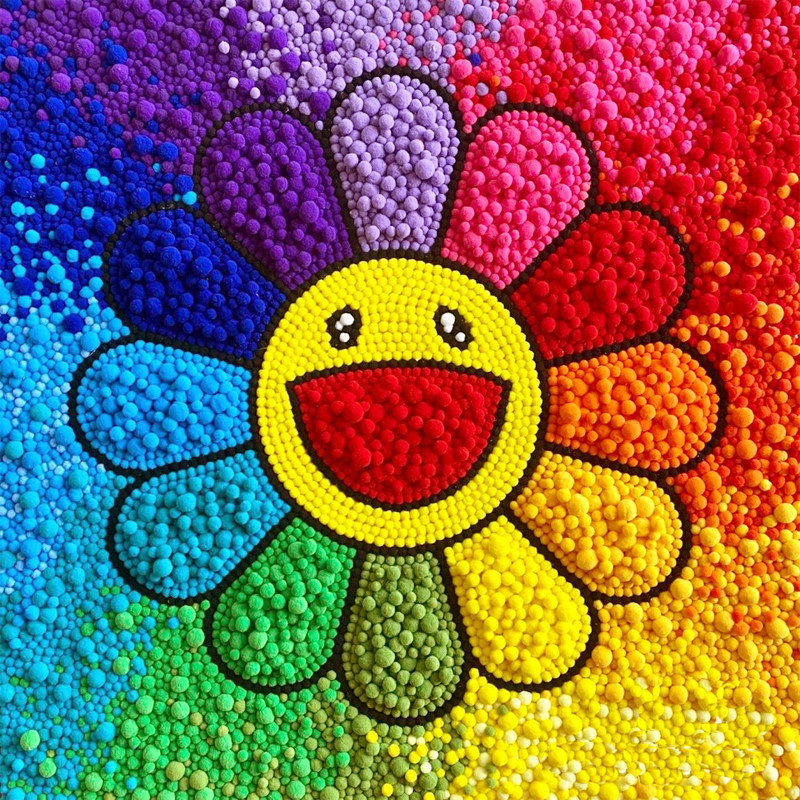 小红书同款diy毛球画绒球画日本太阳花材料包带底稿diy