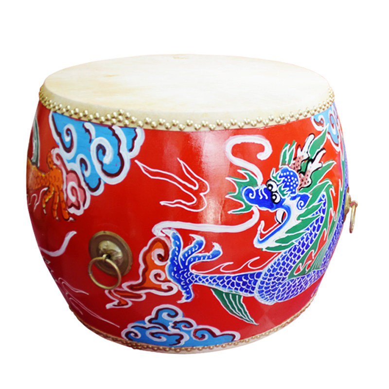 18/24寸1米牛皮大鼓演出鼓中国红龙鼓成人儿童战鼓锣鼓彩绘寺庙鼓