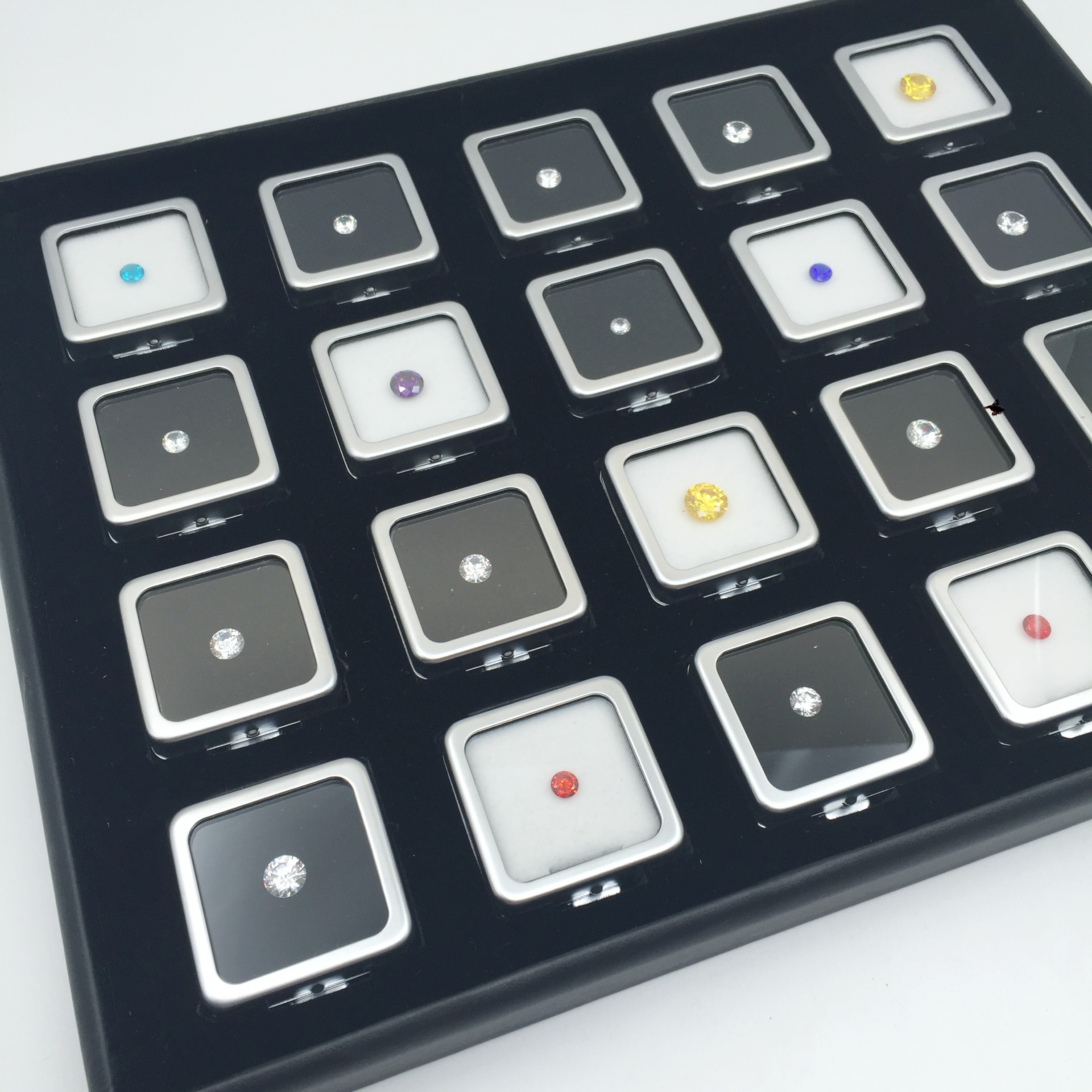 港式宝石盒子方盒子裸钻盒盒裸石钻石黑白盒戒透明首饰盒