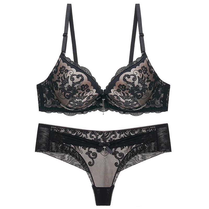 维密复古文胸聚拢撞色高能刺绣蕾丝文胸套装