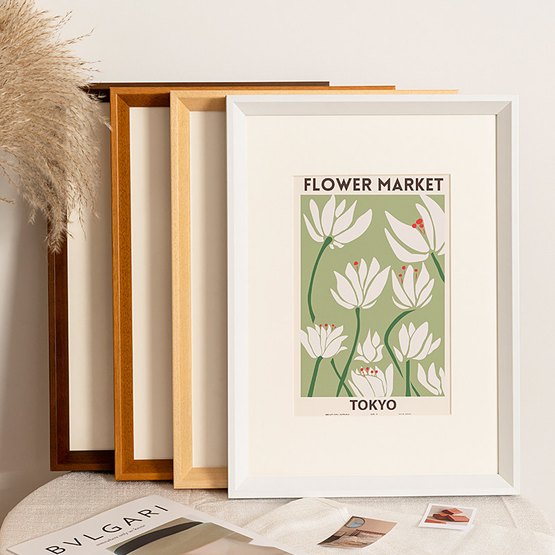 胡桃色大相框挂墙实木画框装裱a3a4纸油画4k8k八开24寸16木质框架