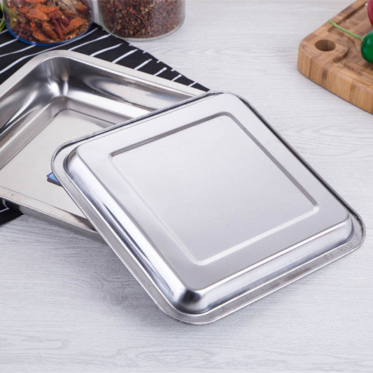 不锈钢加厚盘子正方形烧烤食物托盘餐盘方盘商用盘