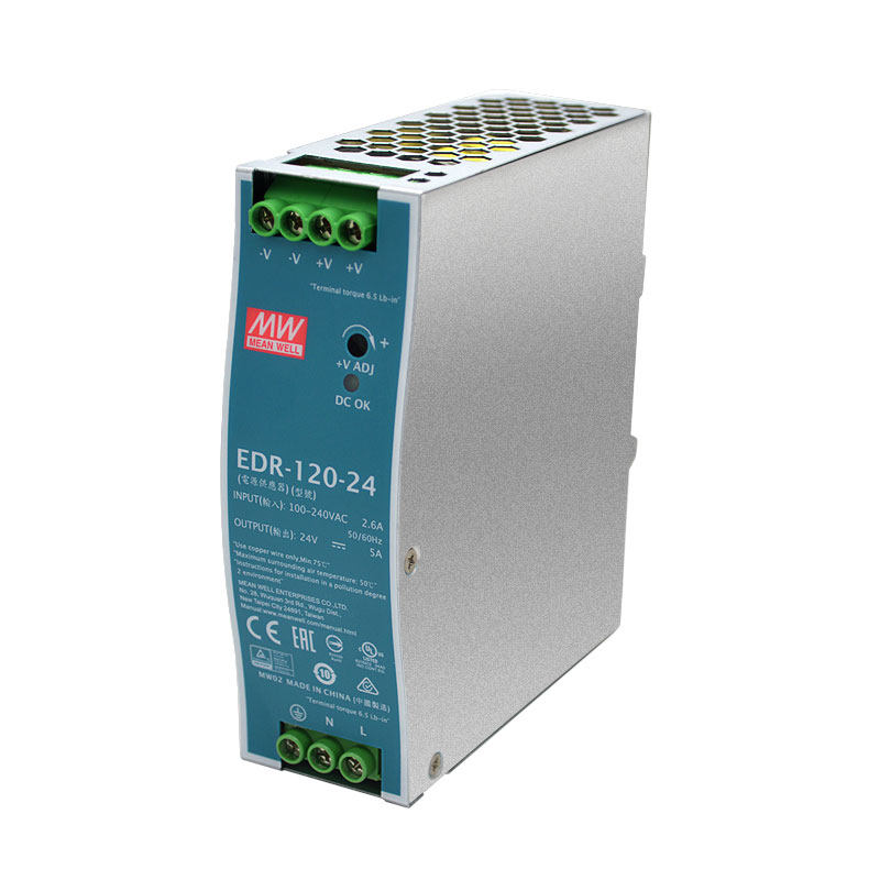 开关电源明纬导轨安装120w卡轨电源edr12024v24v5a开关电源