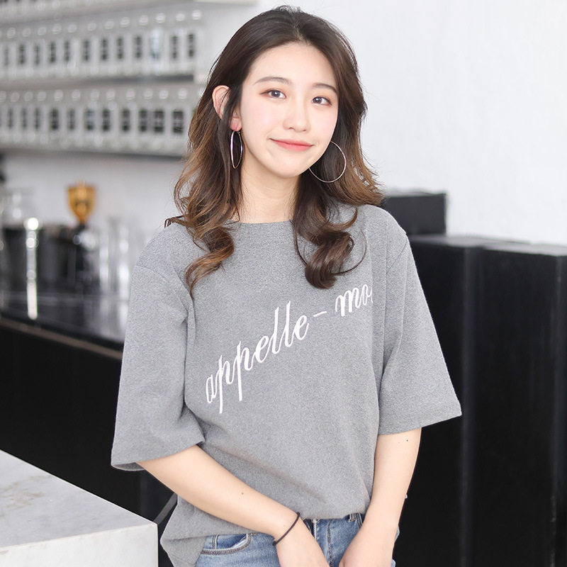 [浪衫妮]2018春夏季女士短袖t恤女装新款韩版圆领学生体恤上衣服