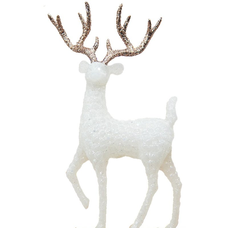 > > 圣诞节水晶鹿闪金麋鹿插件甜品台蛋糕装饰小鹿摆件纱花蝴蝶结插牌