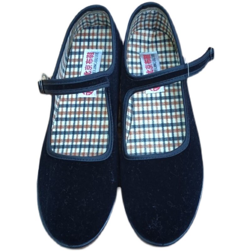 老北京布鞋上班软底黑色平绒鞋女工作鞋舒适厚底妈妈布鞋