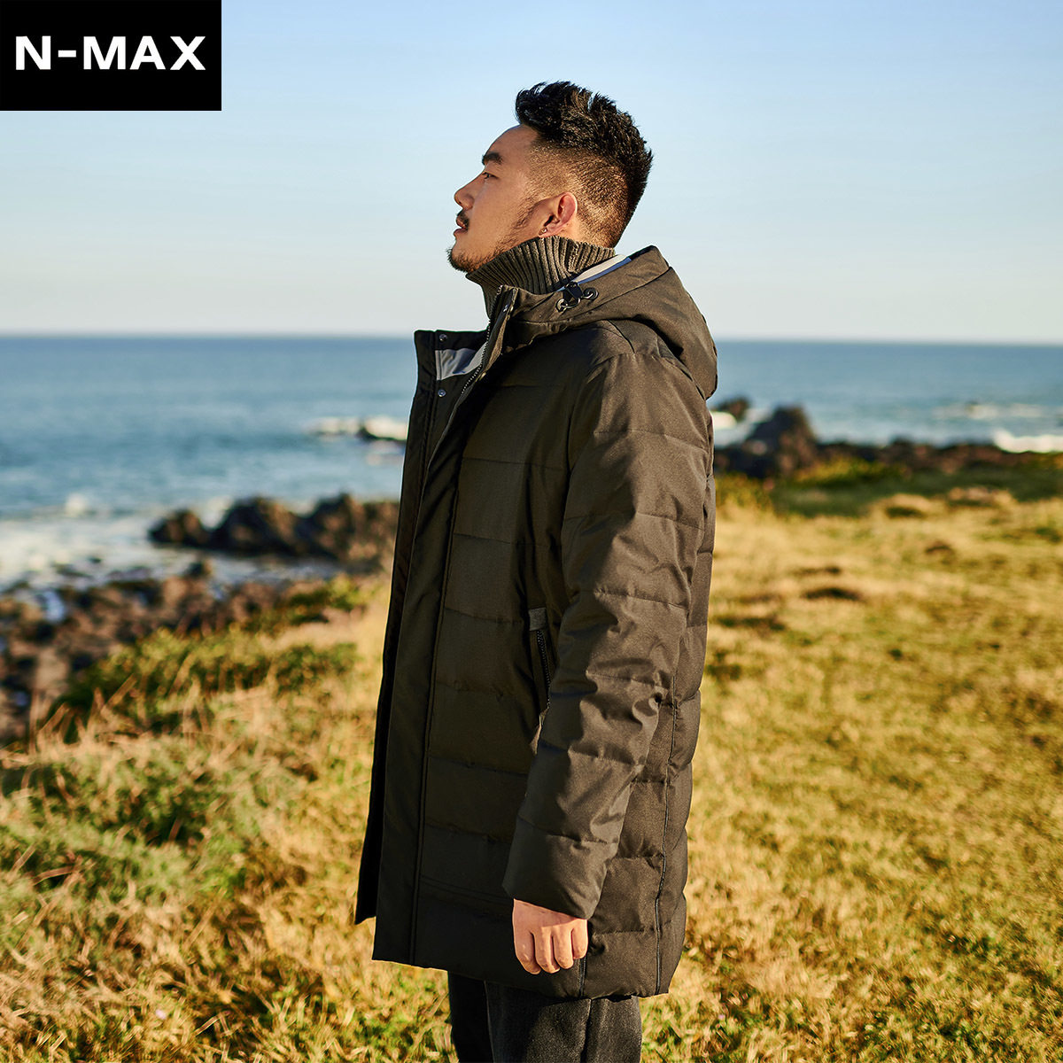 nmax大码男装潮牌冬季宽松胖子中长款连帽衫棉衣