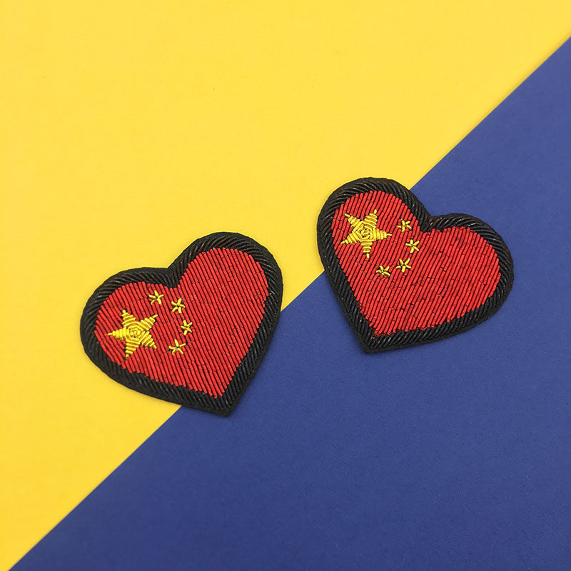 包邮百搭心形爱国爱国心心纯手工刺绣服饰印度布贴