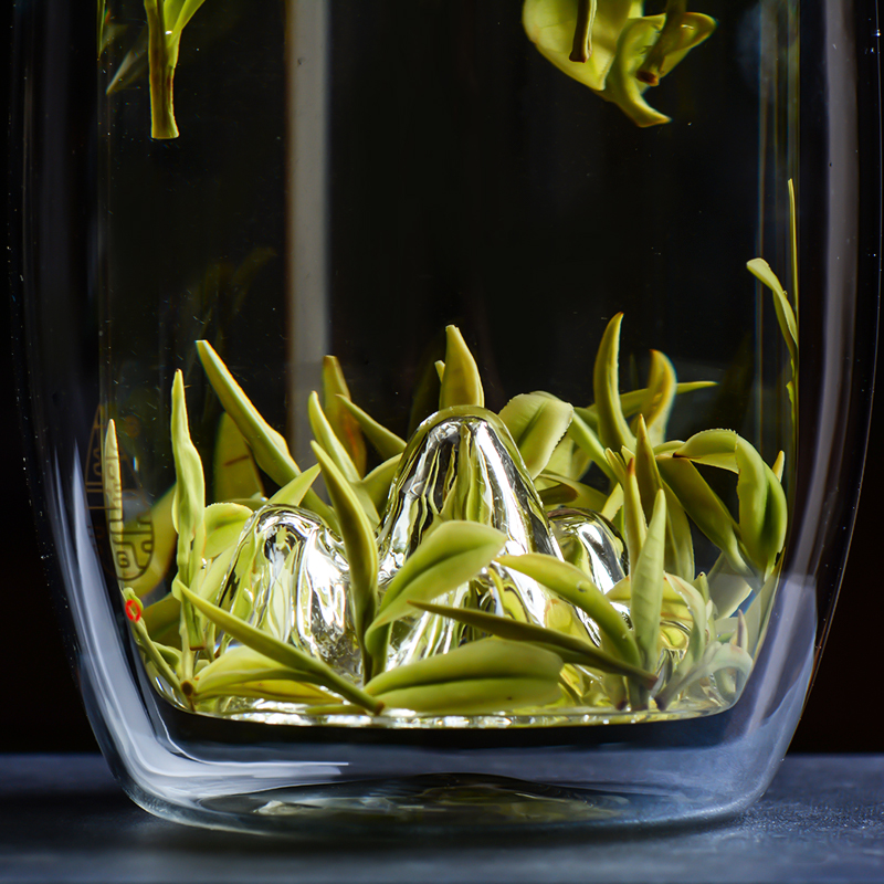 耐热玻璃杯双层绿茶杯子男办公室泡茶杯龙井隔热水杯女山峦观山杯