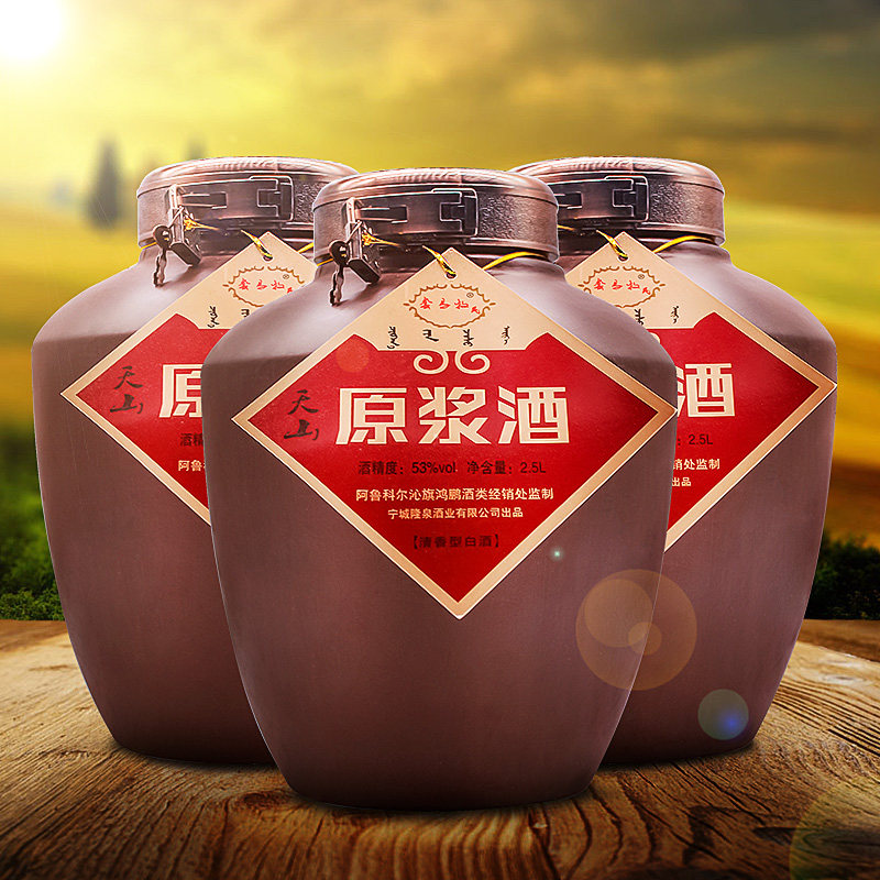 白酒天山原浆53度2500ml坛装礼盒白酒