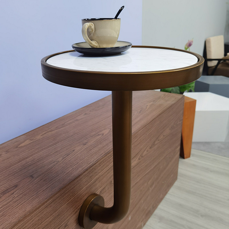 北欧圆形咖啡店桌子现代简约喜茶奶茶茶店靠墙小圆实木餐桌