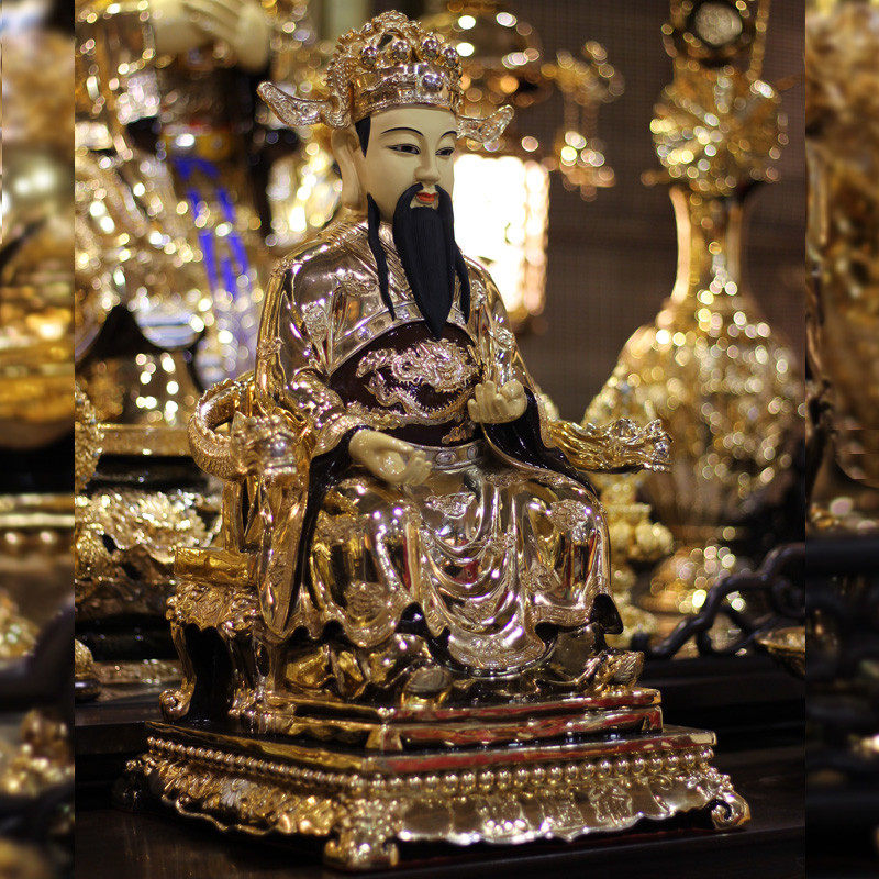 城隍台湾纯铜鎏金神像开光道教守护神摆件