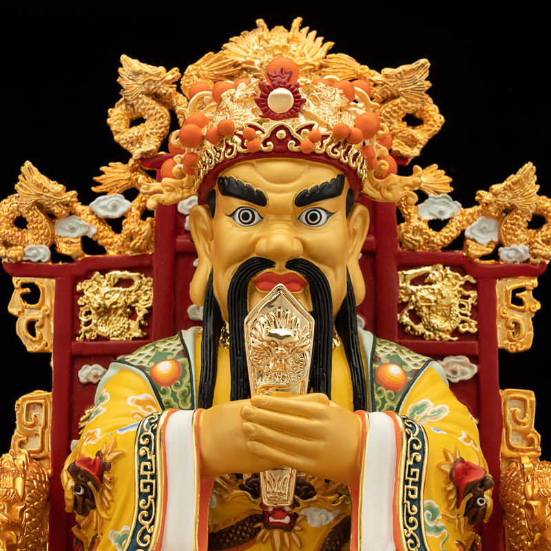 神像龙五爷台湾彩绘纯铜佛像财神五台山广济龙王摆件