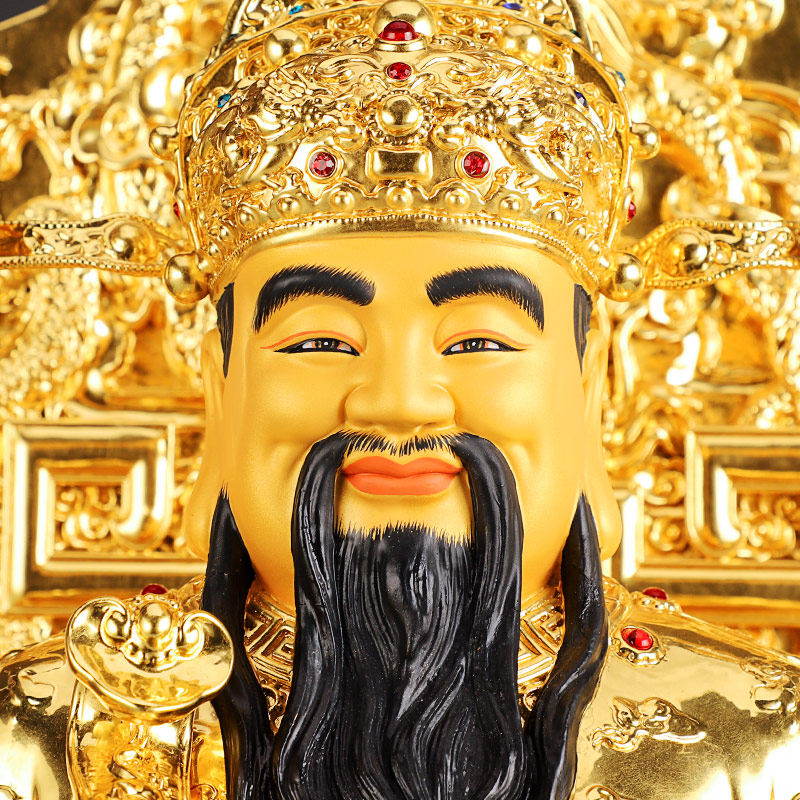 财神爷台湾贴金纯铜佛像供奉招财家用神像店铺摆件