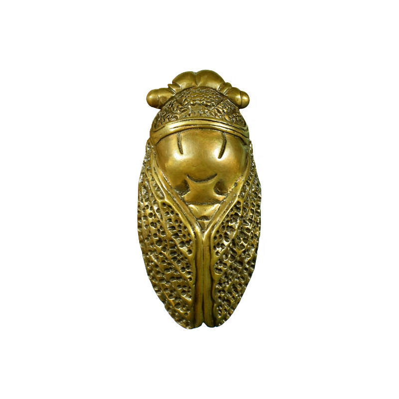 黄铜紫铜实心知了手把一鸣惊人摆件男女随身挂件摆件