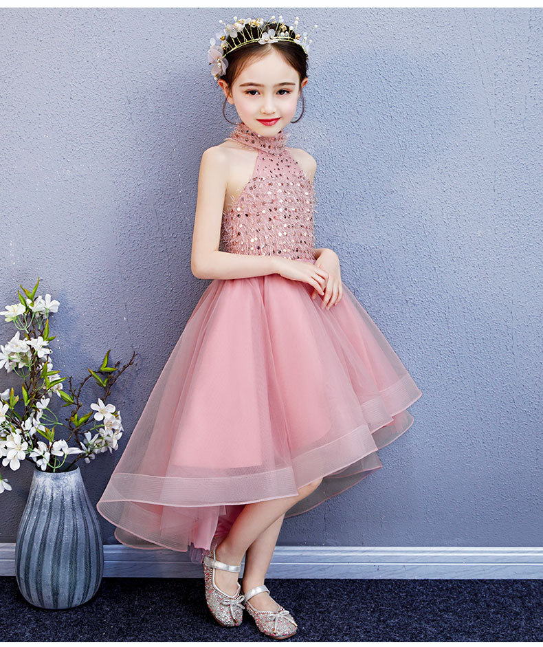 女童主持人小女孩儿童走秀晚礼服公主花童钢琴演出服连衣裙