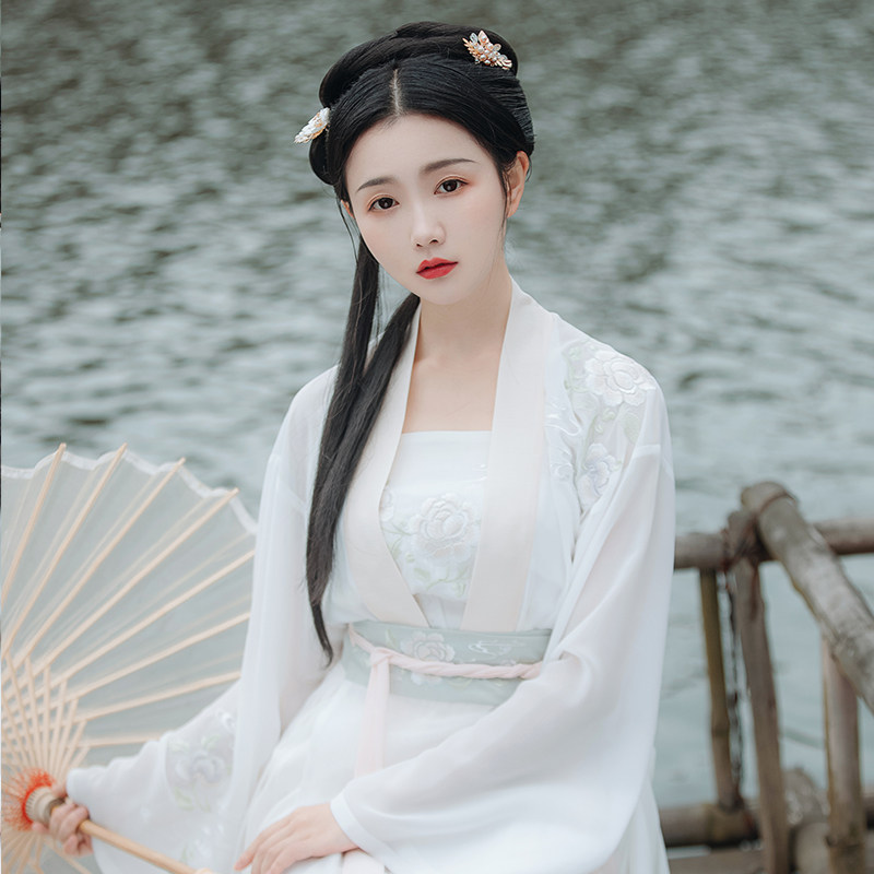 重回汉唐洛阳辞汉服女中国风原创对襟齐腰襦裙百迭裙吊带套装夏季