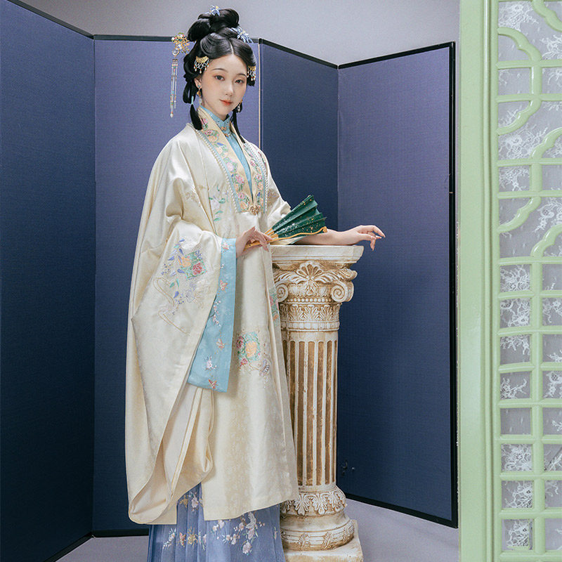 重回汉唐秋夕原创直领对襟披风外套日常常明制汉汉服