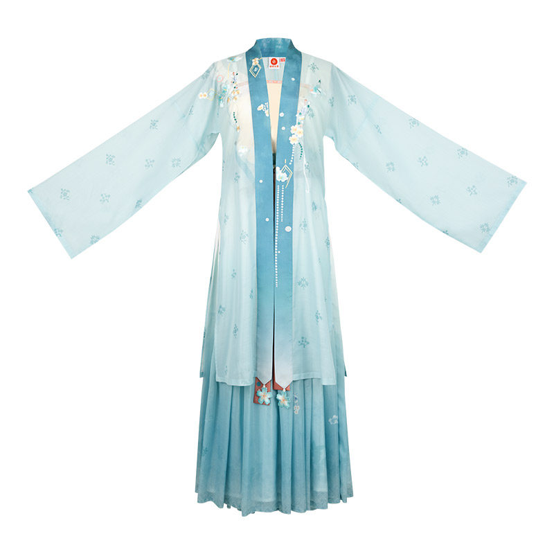 重回汉唐桃花源宋制汉服女正品原创直领对襟长衫一片汉服