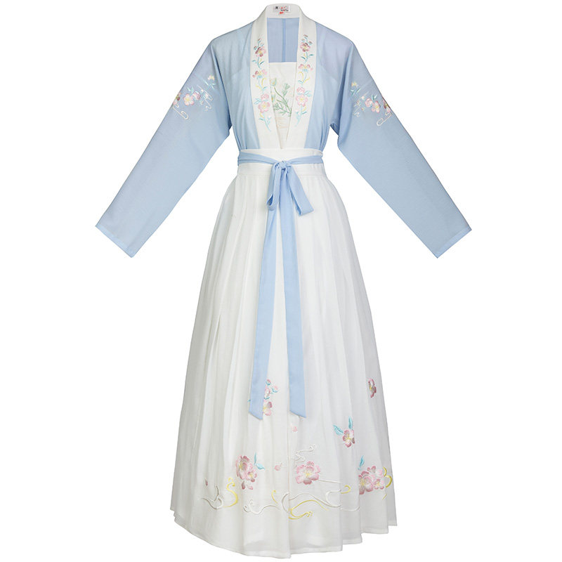 重回汉唐汉服春装女桃花溪日常非古装襦裙中国风刺绣短褙子齐腰裙