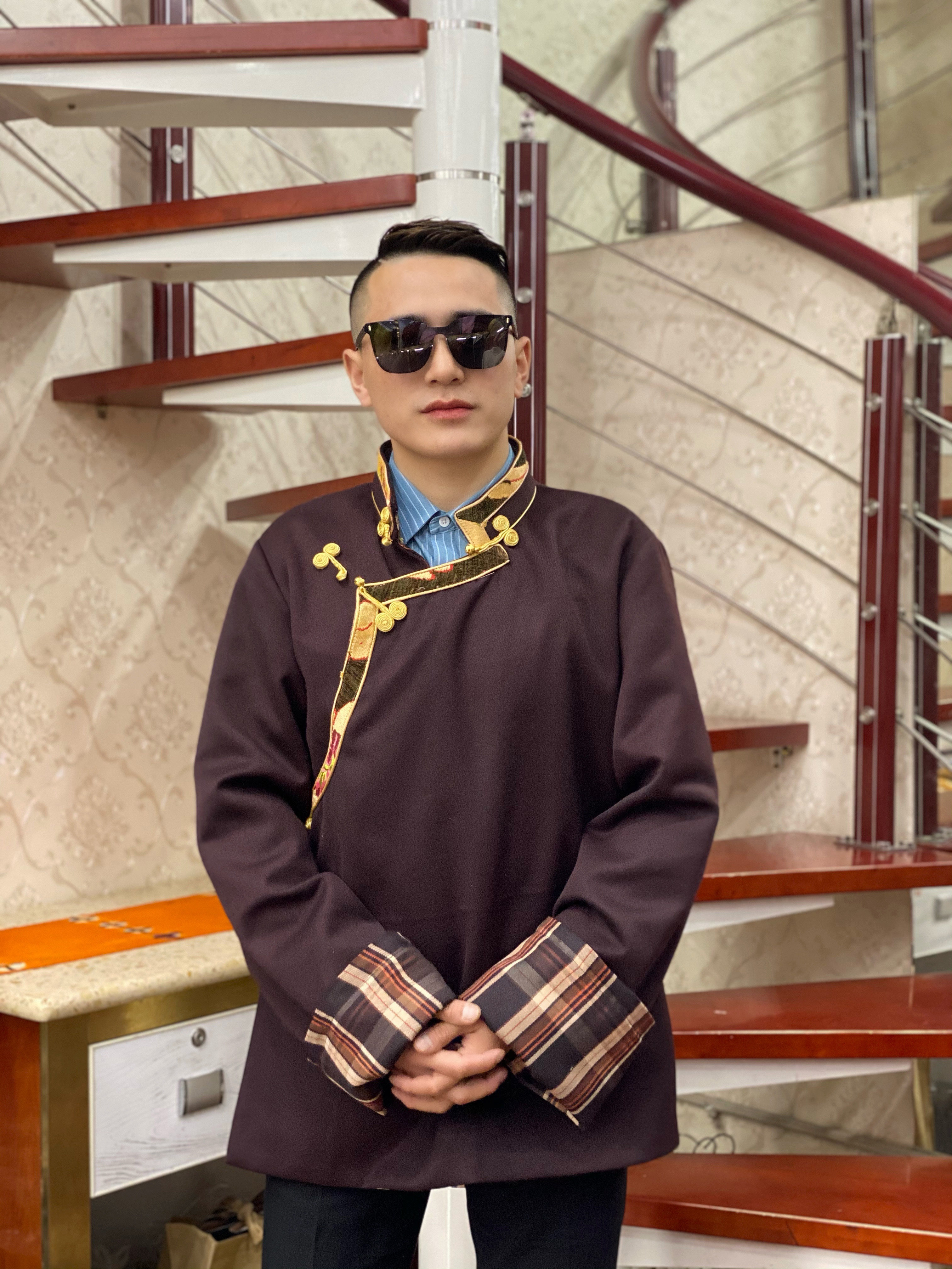 藏族男士短外套夏季早秋双层卸扣上衣卫衣2021其他民族服装