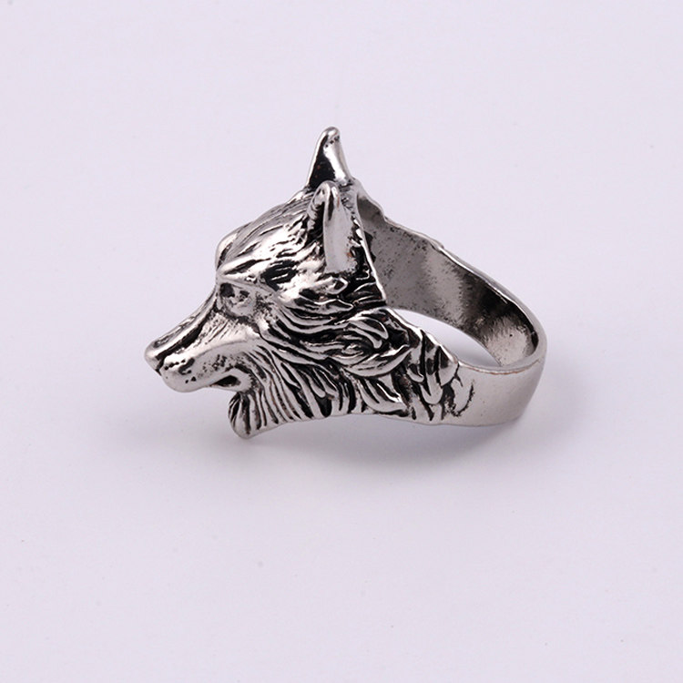 狼头戒指复古霸气指环个性冰原狼朋克饰品免费戒指