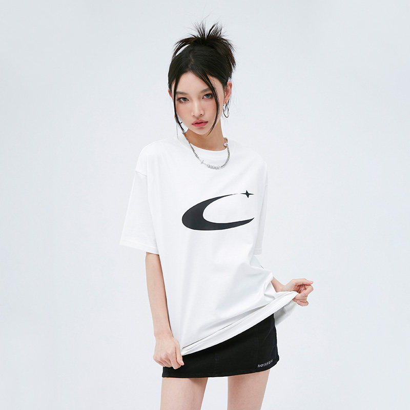 clamisgold星印印花圆领宽松短袖夏季潮牌纯棉半袖t恤