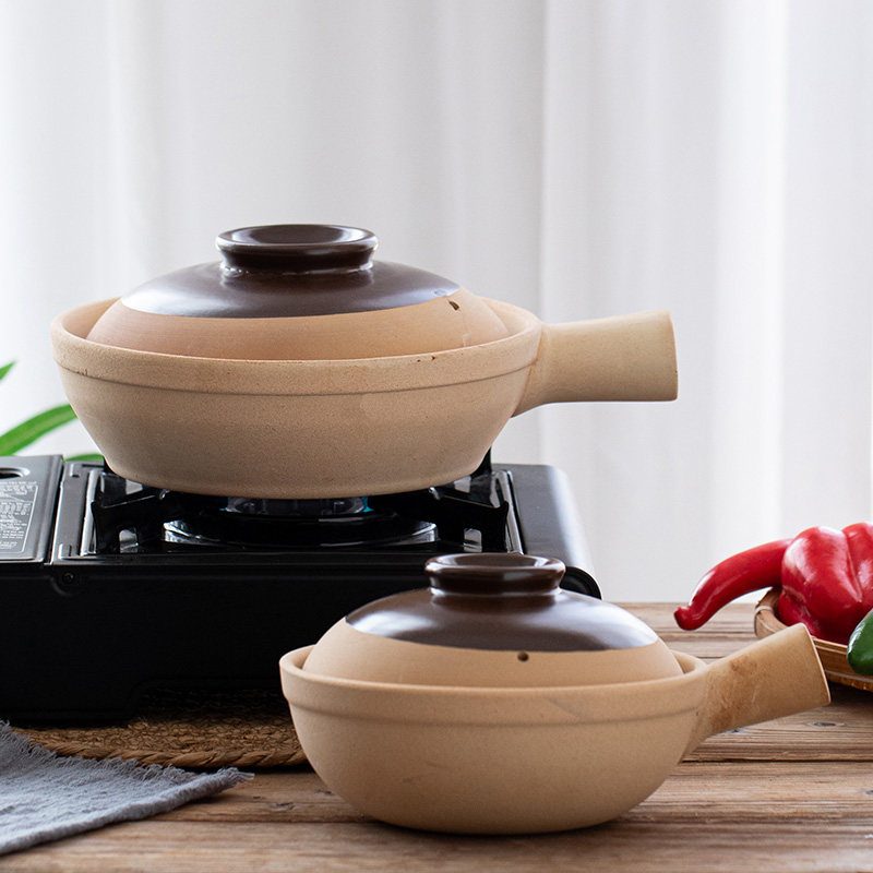 传统无釉煲仔饭土砂锅家用单柄小沙煲带手柄砂锅