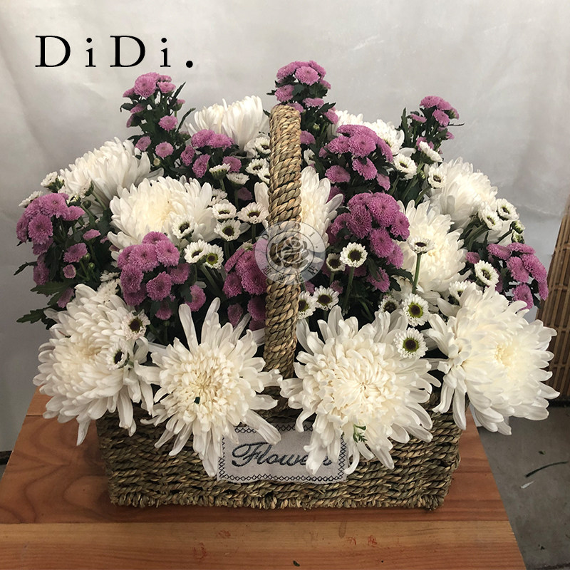 清明节扫墓花篮白菊雏菊混搭祭奠哀思去世上坟追悼