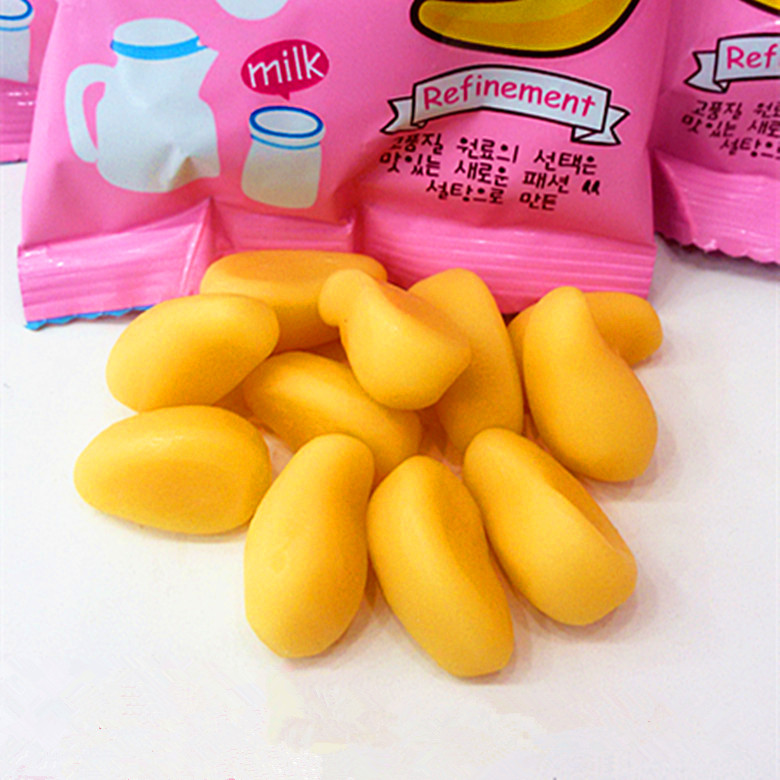 香蕉牛奶qq糖橡皮糖500g约30袋儿童零食结婚喜糖果韩版包邮