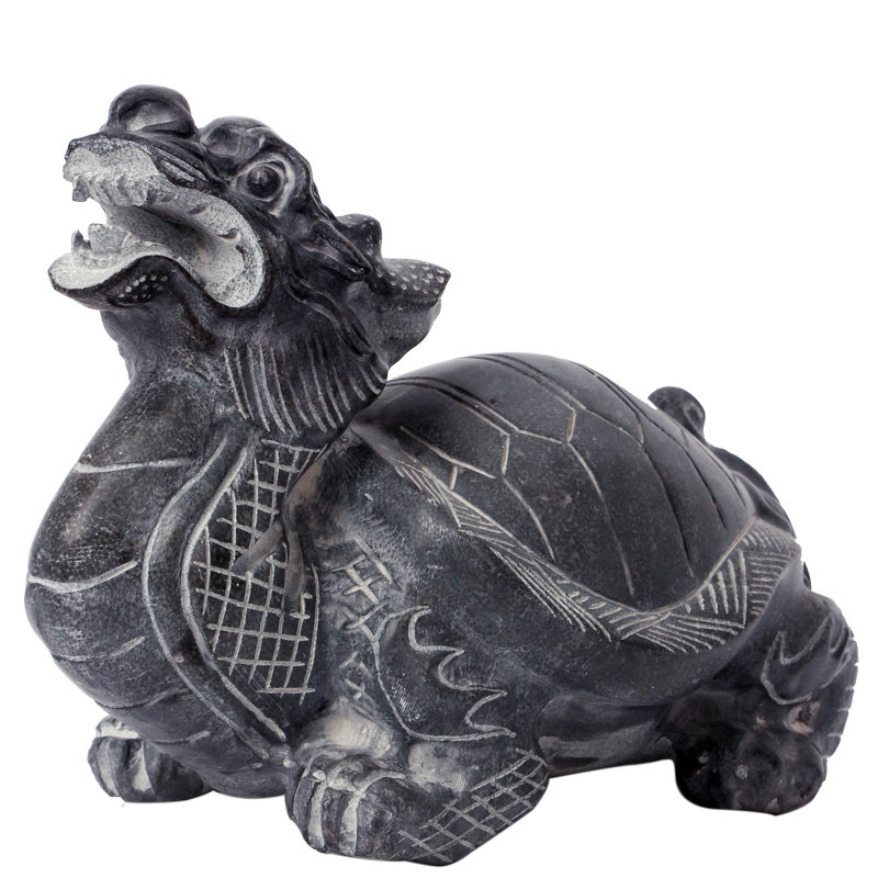 石雕龙龟霸下龙头龟赑屃石头青石雕刻镇宅化煞风水摆件茶宠石龙龟