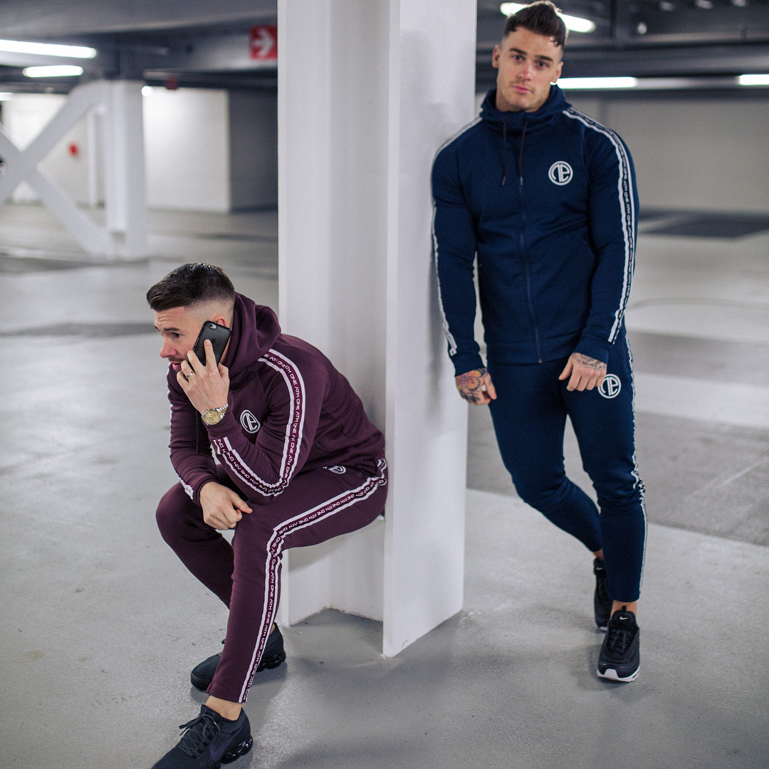 运动两件套男肌肉兄弟健身服男紧身衣男长袖跑步秋冬季训练服套装