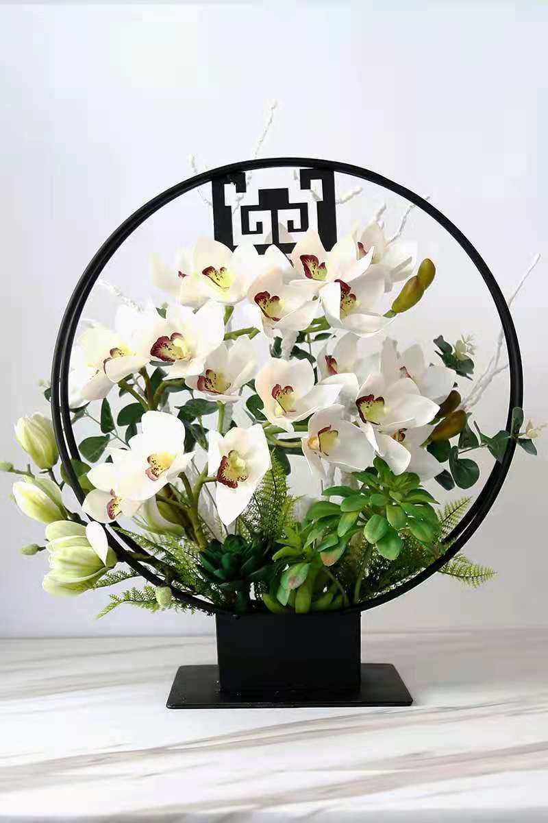 插花花架中国国风铁艺丝网花插花盆玄关酒柜其他花器