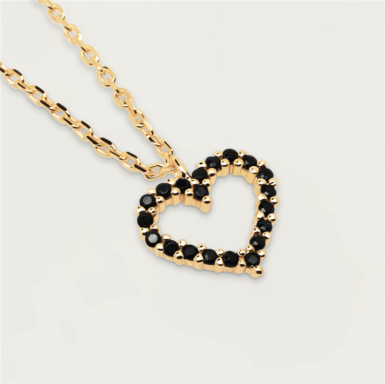 西班牙pdpaola45cm透明黑色锆石鸡心项链