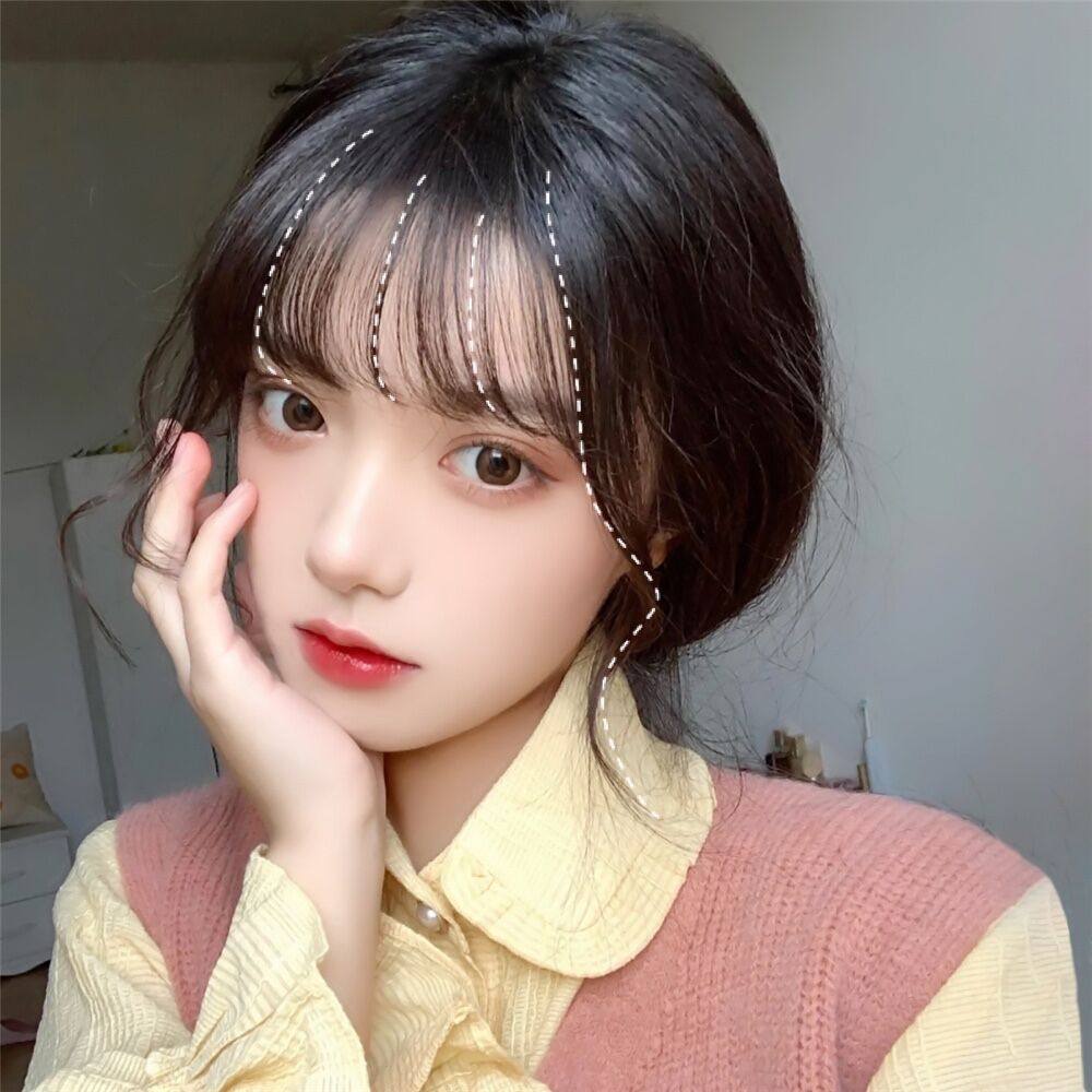 刘海龙须空气假发女网网红八字两侧自然无痕刘海片