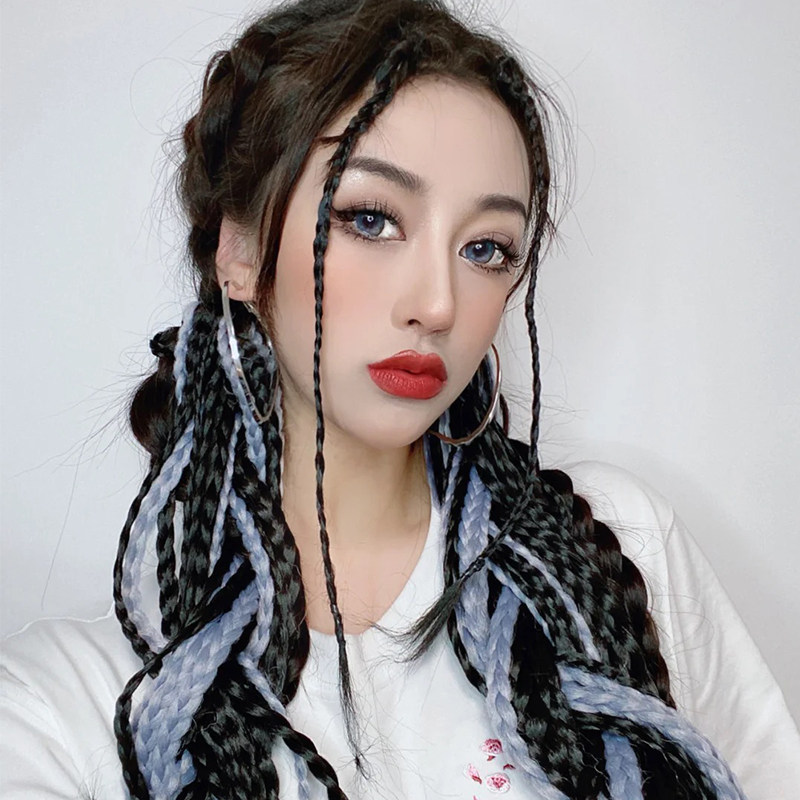 脏辫假发马尾千禧辣妹夏天彩色渐变编发神器马尾