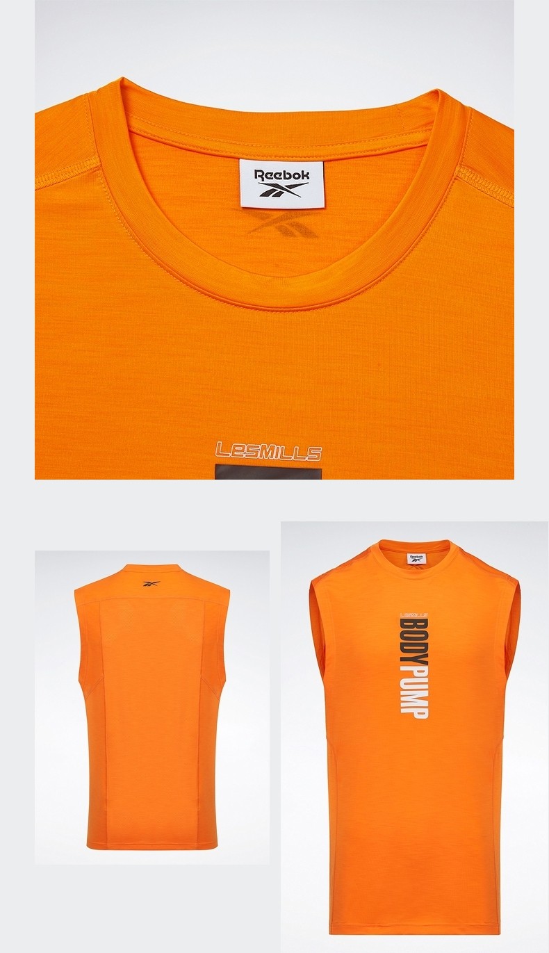锐步reebok莱美lesmillsbodypump背心hr8326hr8327hr8328运动t恤